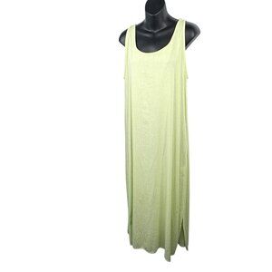 Vintage 90s Guatemalan Sleeveless Maxi Dress Beach Cover Up Lime Green Women’s M